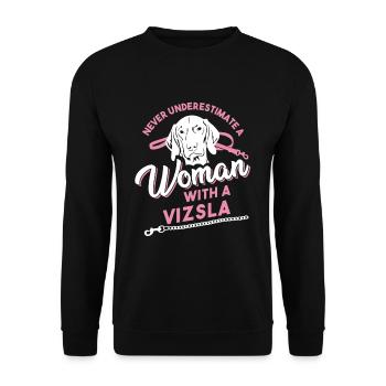 Vizsla Spruch für eine Magyar Vizsla Besitzerin - Unisex Pullover - Schwarz - Vorne - Alina (178cm) & Michal (187cm)