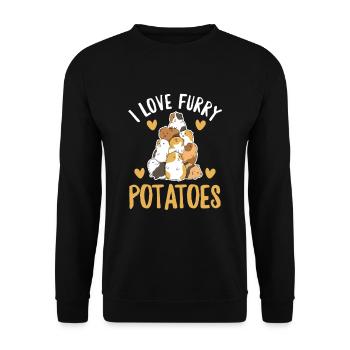 I love furry potatoes saying for a - Unisex Sweatshirt - black - Front - Alina (178cm) & Michal (187cm)
