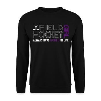 hockey girl 7m field hockey player team win - Unisex Sweatshirt - black - Front - Alina (178cm) & Michal (187cm)