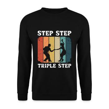 Step Step Triple Step Zitat für Ihren Lindy Hop - Unisex Pullover - Schwarz - Vorne - Alina (178cm) & Michal (187cm)