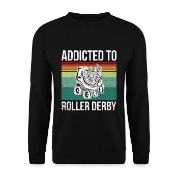 Süchtig nach Roller Derby Design für einen Roller - Unisex Pullover - Schwarz - Vorne - Alina (178cm) & Michal (187cm)