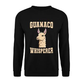 Guanaco-Flüsterer Design für einen - Unisex Pullover - Schwarz - Vorne - Alina (178cm) & Michal (187cm)