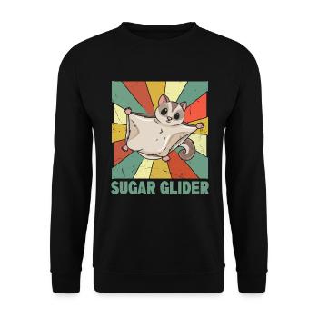 Australisches Sugar Glider Design für einen Sugar - Unisex Pullover - Schwarz - Vorne - Alina (178cm) & Michal (187cm)