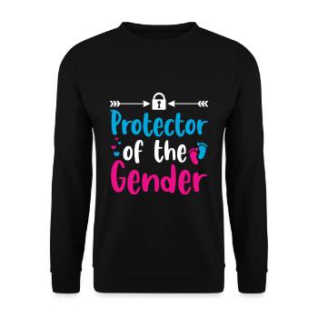 Beschützer des Geschlechts Zitat für einen - Unisex Pullover - Schwarz - Vorne - Alina (178cm) & Michal (187cm)