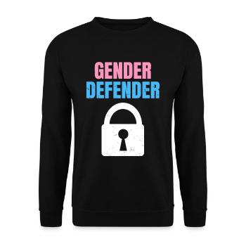 Gender Defender Zitat für einen Keeper der Gender - Unisex Pullover - Schwarz - Vorne - Alina (178cm) & Michal (187cm)