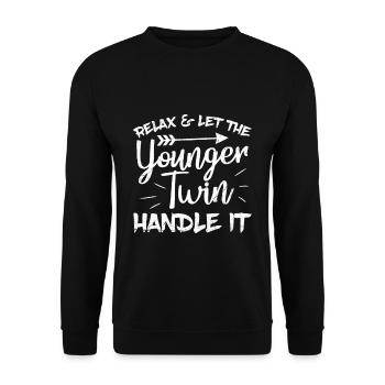 Zwillingsgeschwister Angebot für einen zweieiigen - Unisex Pullover - Schwarz - Vorne - Alina (178cm) & Michal (187cm)