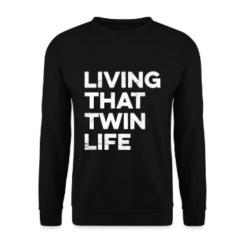 Das Leben eines Zwillings Design für einen - Unisex Pullover - Schwarz - Vorne - Alina (178cm) & Michal (187cm)