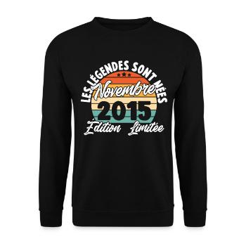 Cadeau Les légendes sont nées en Novembre 2015 - Sweat-shirt Unisexe - noir - Devant - Alina (178cm) & Michal (187cm)