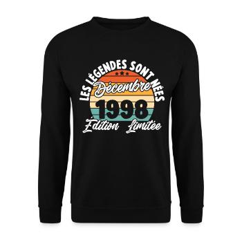 Cadeau Les légendes sont nées en Décembre 1998 - Sweat-shirt Unisexe - noir - Devant - Alina (178cm) & Michal (187cm)