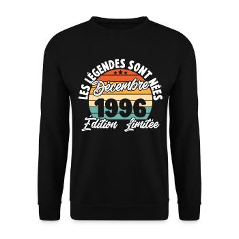 Cadeau Les légendes sont nées en Décembre 1996 - Sweat-shirt Unisexe - noir - Devant - Alina (178cm) & Michal (187cm)
