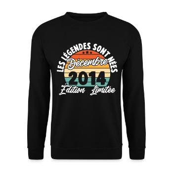 Cadeau Les légendes sont nées en Décembre 2014 - Sweat-shirt Unisexe - noir - Devant - Alina (178cm) & Michal (187cm)