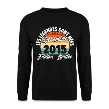 Cadeau Les légendes sont nées en Décembre 2015 - Sweat-shirt Unisexe - noir - Devant - Alina (178cm) & Michal (187cm)
