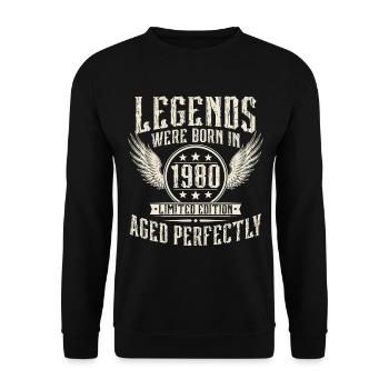 1980 Vintage Born Legends Anniversaire Vintage - Sweat-shirt Unisexe - noir - Devant - Alina (178cm) & Michal (187cm)