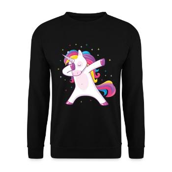 tamponnant licorne - Sweat-shirt Unisexe - noir - Devant - Alina (178cm) & Michal (187cm)