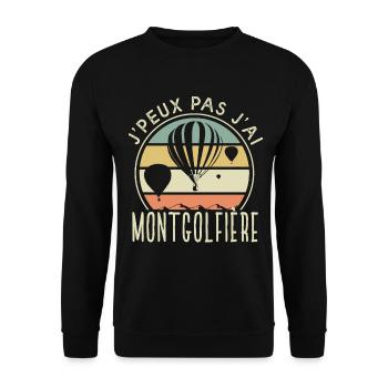 J'peux pas j'ai montgolfière cadeau sport pilote - Sweat-shirt Unisexe - noir - Devant - Alina (178cm) & Michal (187cm)