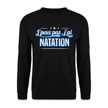 Natation - j'peux pas , j'ai Natation - Sweat-shirt Unisexe - noir - Devant - Alina (178cm) & Michal (187cm)