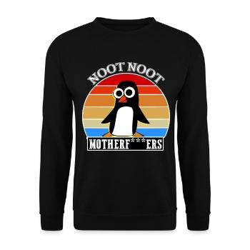 Noot Noot Pingu Meme Motherf - Unisex Sweatshirt - black - Front - Alina (178cm) & Michal (187cm)