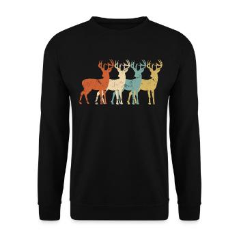Cerf Chasse Retro Cerf Chasseur Cerf Chasse - Sweat-shirt Unisexe - noir - Devant - Alina (178cm) & Michal (187cm)