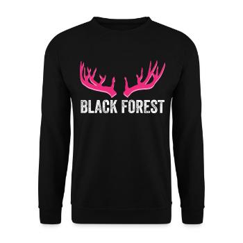 Black Forest Deer Antler Pink - Unisex Sweatshirt - black - Front - Alina (178cm) & Michal (187cm)
