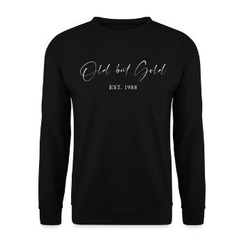 Old but Gold Est. 1988 Script Typography Gift - Unisex Sweatshirt - black - Front - Alina (178cm) & Michal (187cm)