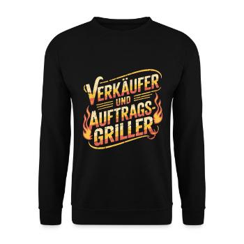 Verkäufer und Auftragsgriller Grillen BBQ - Unisex Pullover - Schwarz - Vorne - Alina (178cm) & Michal (187cm)