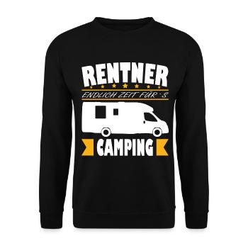 Camping Rentner - Endlich Zeit Opa Rente Spruch - Unisex Pullover - Schwarz - Vorne - Alina (178cm) & Michal (187cm)