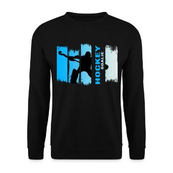 hockey I gardien de but bleu grunge hockey sur gazon - Sweat-shirt Unisexe - noir - Devant - Alina (178cm) & Michal (187cm)