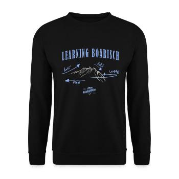 Bavarian Monkey Learning Boarisch - Unisex Pullover - Schwarz - Vorne - Alina (178cm) & Michal (187cm)