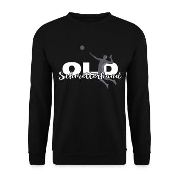 VOLLEYBALL Volleyballer-OLD SCHMETTERHAND - Unisex Pullover - Schwarz - Vorne - Alina (178cm) & Michal (187cm)