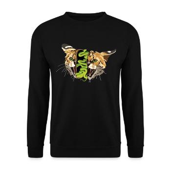 surrealer Wildkatzenkopf gefüllt mit Schlangen - Unisex Pullover - Schwarz - Vorne - Alina (178cm) & Michal (187cm)