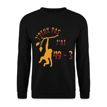 j'peux pas j'ai 49-3 - Sweat-shirt Unisexe - noir - Devant - Alina (178cm) & Michal (187cm)