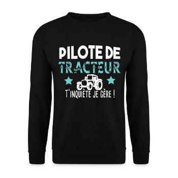 Tracteur. Agriculteur ferme Cadeau humour. Métier - Sweat-shirt Unisexe - noir - Devant - Alina (178cm) & Michal (187cm)
