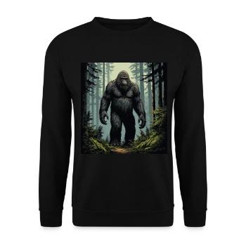 Bigfoot - Mystisches Sasquatch-Design für Naturlie - Unisex Pullover - Schwarz - Vorne - Alina (178cm) & Michal (187cm)