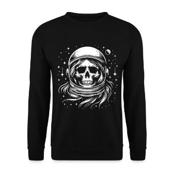 Skull Astronaut Space Shirt Sci-Fi Look - Unisex Sweatshirt - black - Front - Alina (178cm) & Michal (187cm)
