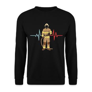 Firefighter heartbeat fire brigade sayings - Unisex Sweatshirt - black - Front - Alina (178cm) & Michal (187cm)