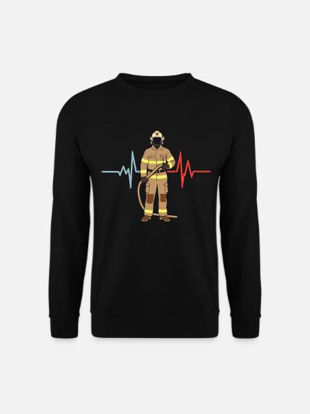 Firefighter heartbeat fire brigade sayings - Unisex Sweatshirt - black