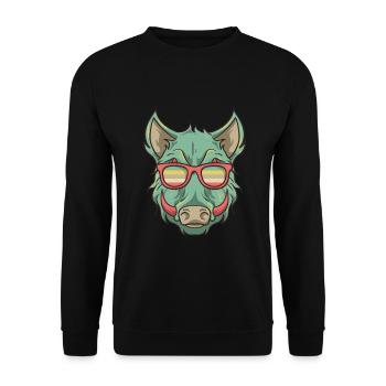 Wild boar hunting - wild boar with glasses - Unisex Sweatshirt - black - Front - Alina (178cm) & Michal (187cm)