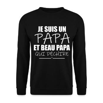 Je Suis Un Papa Et Beau Papa qui déchire Homme - Sweat-shirt Unisexe - noir - Devant - Alina (178cm) & Michal (187cm)