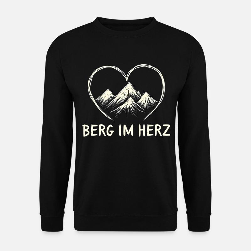 BERG IM HERZ - Bergsteiger Wandern Rauszeit Berge - Unisex Pullover - Schwarz