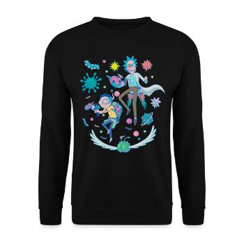 Rick & Morty Kampf im Weltraum - Unisex Pullover - Schwarz - Vorne - Alina (178cm) & Michal (187cm)