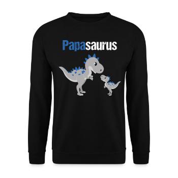 Papasaurus Dinosaurier für Papa Vatertag Geschenk - Unisex Pullover - Schwarz - Vorne - Alina (178cm) & Michal (187cm)