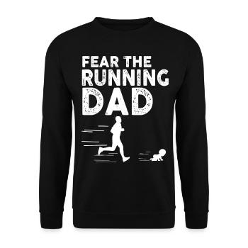 Fear the running Dad. Cadeau papa avec bébé - Sweat-shirt Unisexe - noir - Devant - Alina (178cm) & Michal (187cm)