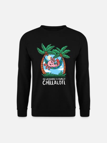 Niedlicher Axolotl In Einer Hängematte Chillalotl - Unisex Pullover - Schwarz
