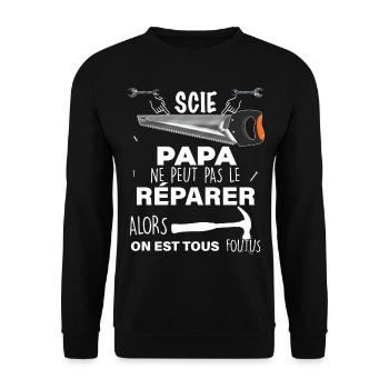 Papa le meilleur réparateur du monde. Humour brico - Sweat-shirt Unisexe - noir - Devant - Alina (178cm) & Michal (187cm)
