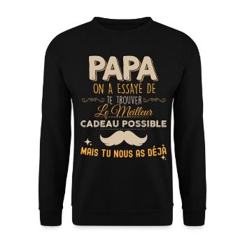 Papa on a essayé humour père parfait - Sweat-shirt Unisexe - noir - Devant - Alina (178cm) & Michal (187cm)