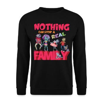 FAMILIEN- NICHTS KANN EINE ECHTE FAMILIE AUFHALTEN - Unisex Pullover - Schwarz - Vorne - Alina (178cm) & Michal (187cm)