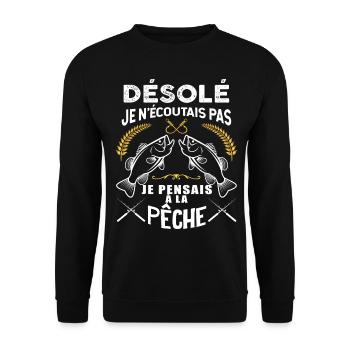 Pêcheur Citation humour Pour Papa - Sweat-shirt Unisexe - noir - Devant - Alina (178cm) & Michal (187cm)