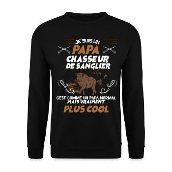 Chasseur cool Humour Chasse au Sanglier - Sweat-shirt Unisexe - noir - Devant - Alina (178cm) & Michal (187cm)