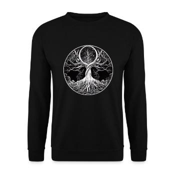 Yggdrasil - Arbre du monde de la mythologie viking - Sweat-shirt Unisexe - noir - Devant - Alina (178cm) & Michal (187cm)