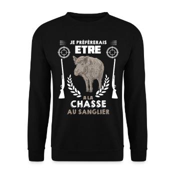 la Chasse au sanglier Ma Préférence A Moi - Sweat-shirt Unisexe - noir - Devant - Alina (178cm) & Michal (187cm)